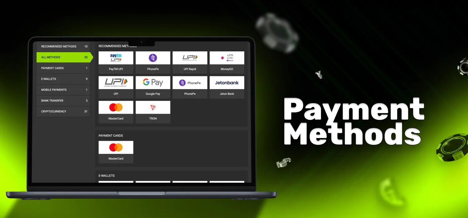 available payment methods in WinWIn India