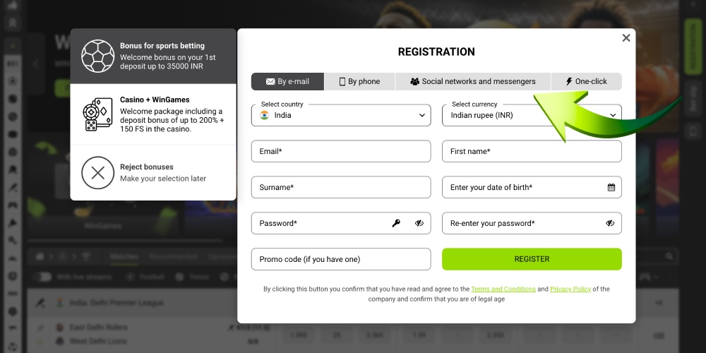 choose the sign up method